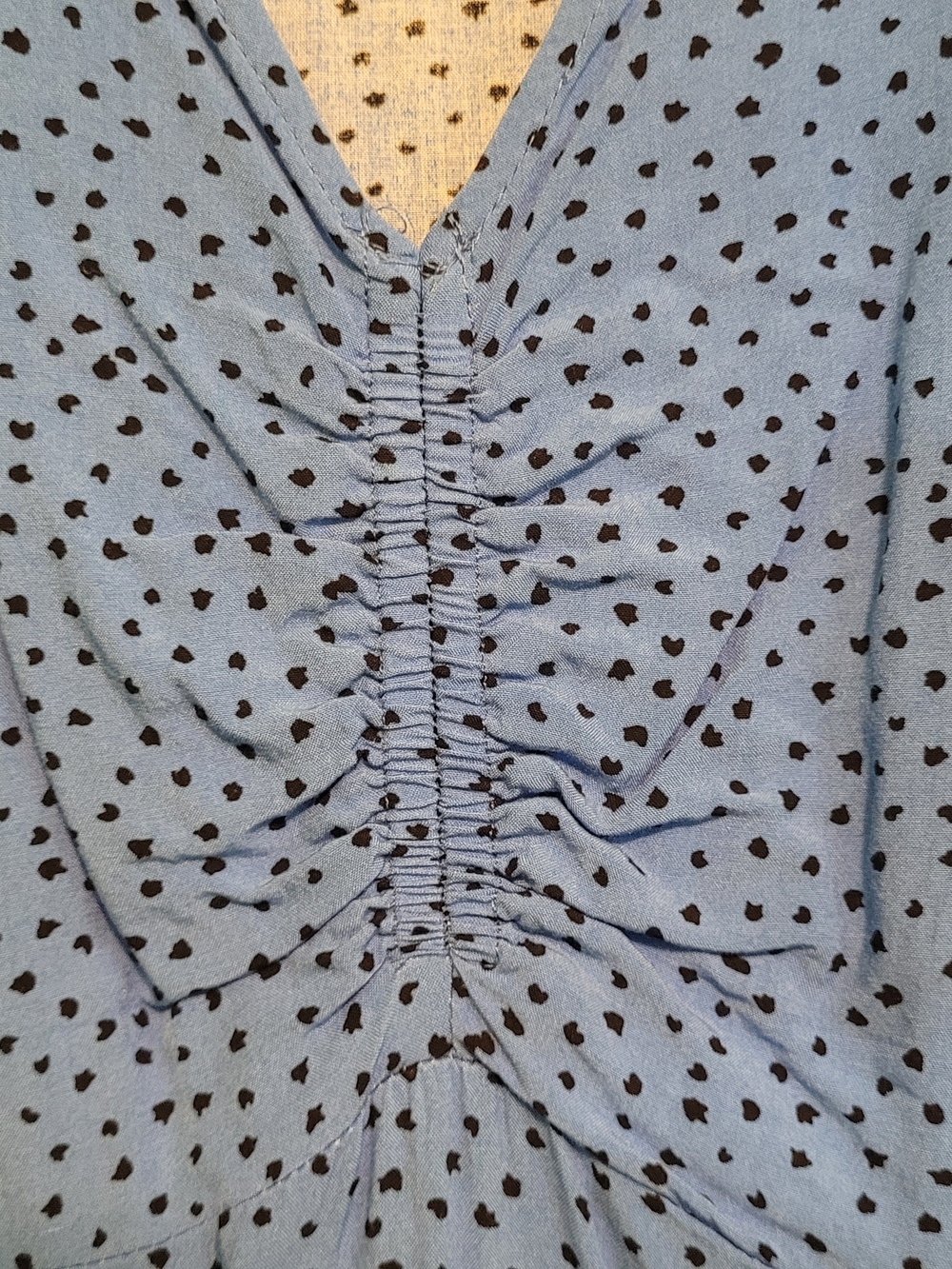 Long Flowy Blue V-Neck Flutter Sleeve - Picture 9 of 12